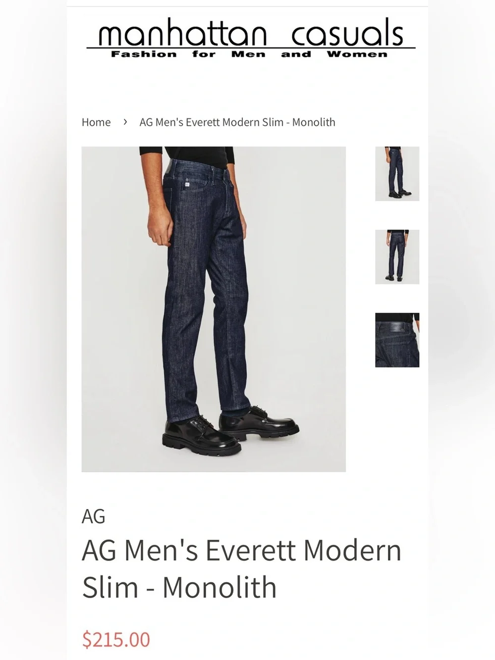 AG ADRIANO GOLDSCHMIED — Men’s Slim Straight Everett Jean